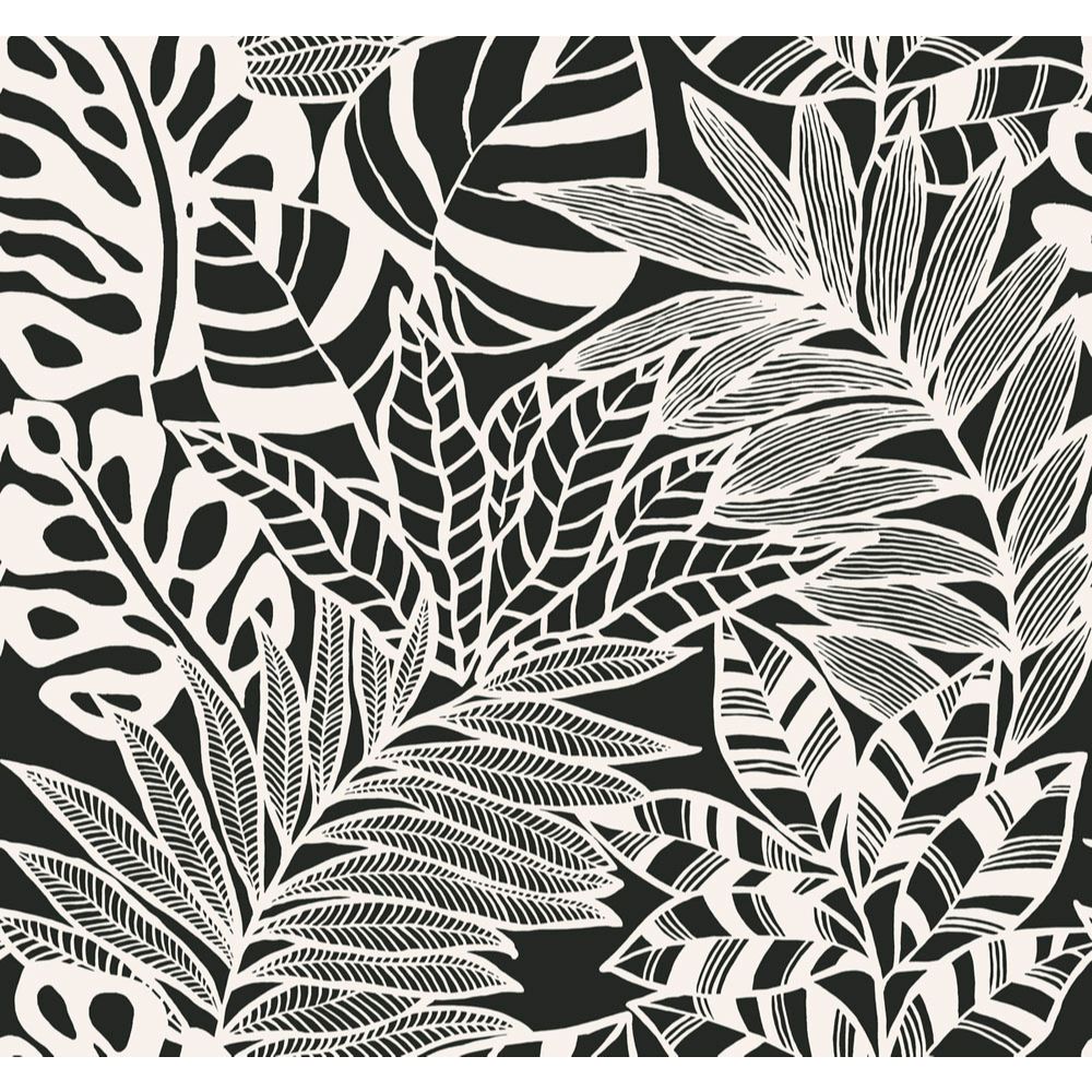 York SS2575 Silhouettes Jungle Leaves Wallpaper in Black/White