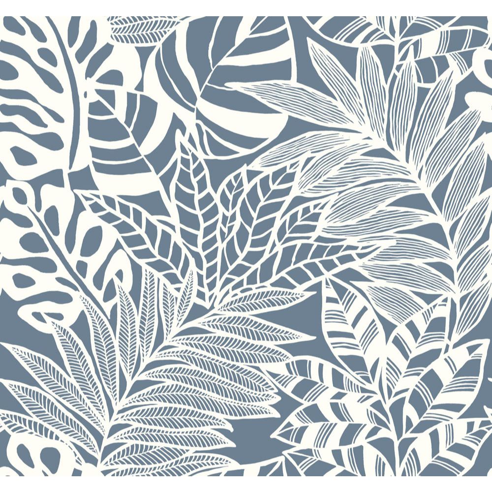 York SS2576 Silhouettes Jungle Leaves Wallpaper in Blue