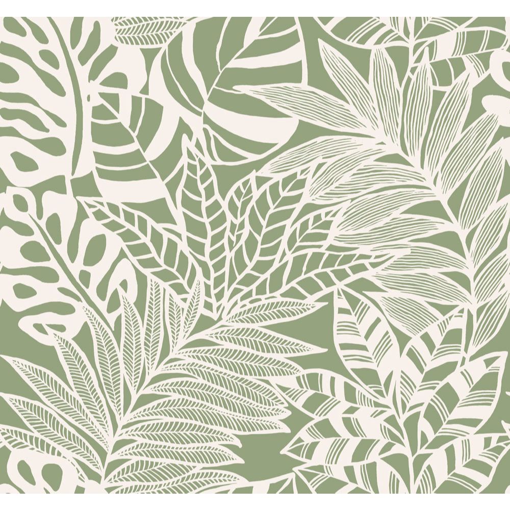 York SS2577 Silhouettes Jungle Leaves Wallpaper in Green
