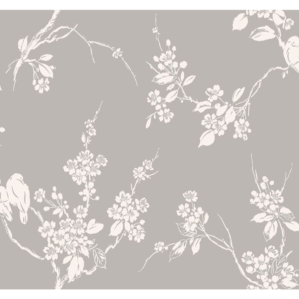 York SS2588 Silhouettes Imperial Blossoms Branch Wallpaper in Gray/White