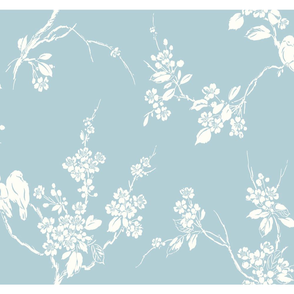 York SS2593 Silhouettes Imperial Blossoms Branch Wallpaper in Blue