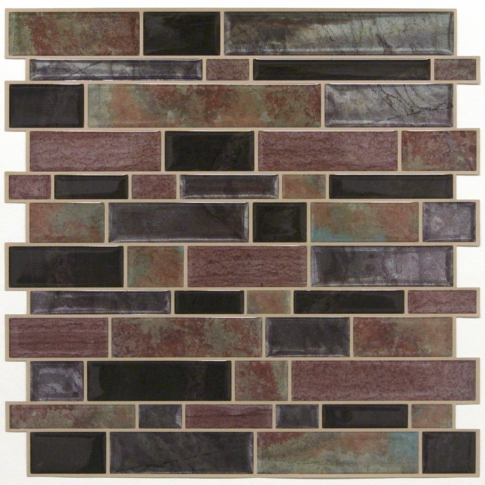 RoomMates by York TIL4128FLT Modern Long Stone Tile Peel And Stick Backsplash In Brown