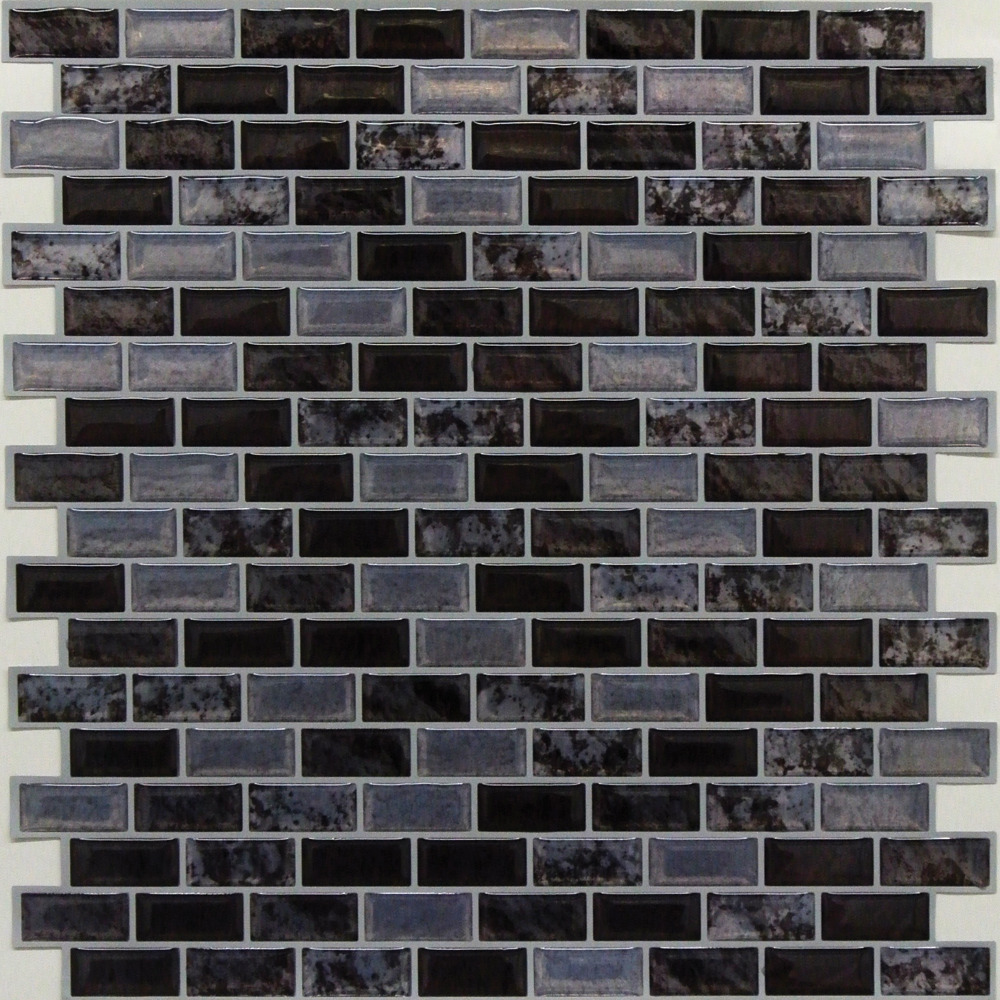 RoomMates by York TIL4129FLT Traditional Marble Tile Peel And Stick Backsplash In Black; Gray