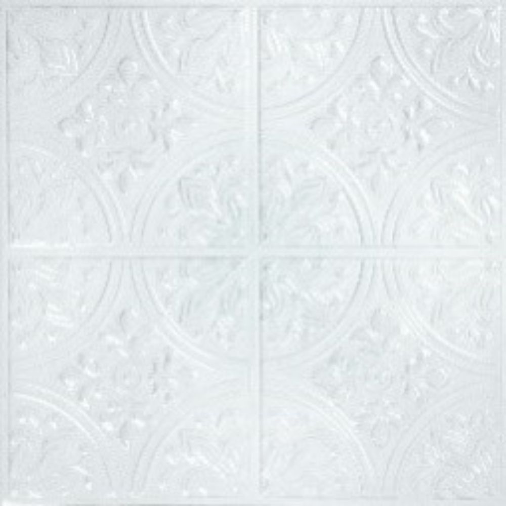 RoomMates by York TIL5014FLT RoomMates Bright White Tin Tile Peel And Stick Backsplash