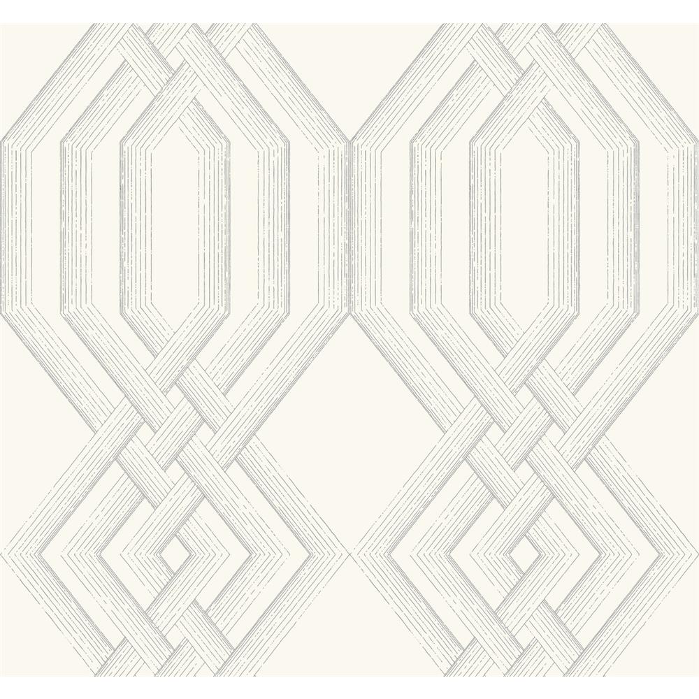 York Wallcoverings TL1909 Handpainted Traditionals Ettched Lattice Wallpaper in Gray