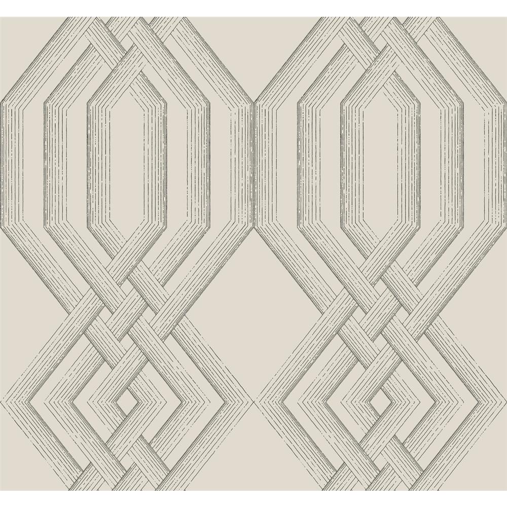 York Wallcoverings TL1911 Handpainted Traditionals Ettched Lattice Wallpaper in Gray