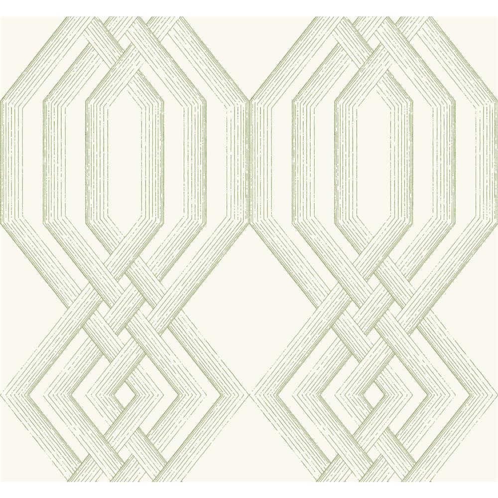 York Wallcoverings TL1913 Handpainted Traditionals Ettched Lattice Wallpaper in Green