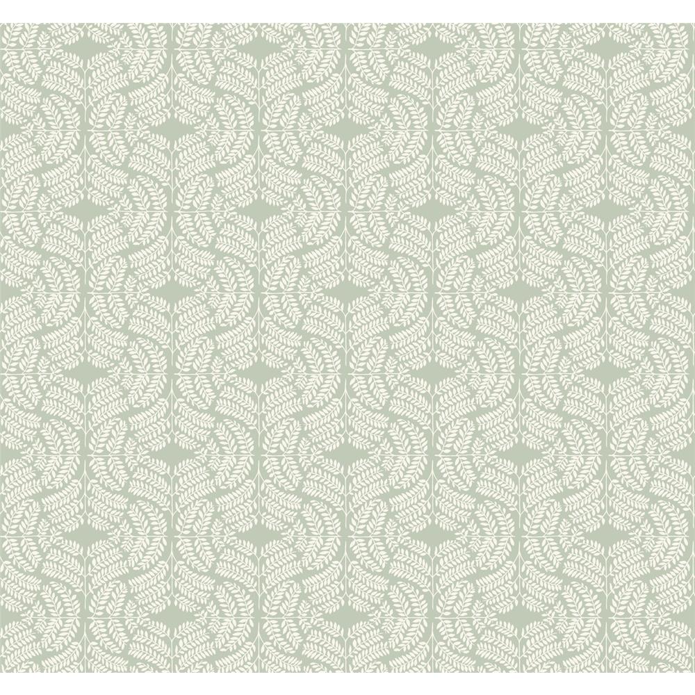 York Wallcoverings TL1943 Handpainted Traditionals Fern Tile Wallpaper in Green