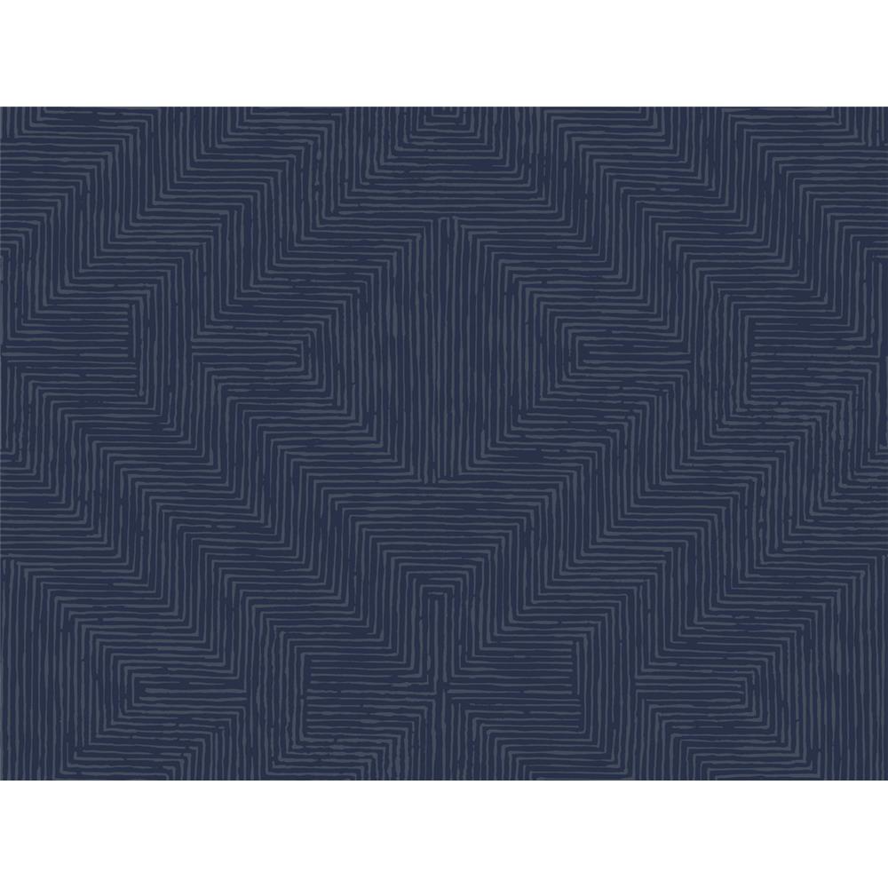 York Wallcoverings TL1994 Handpainted Traditionals Diamond Channel Wallpaper in Navy