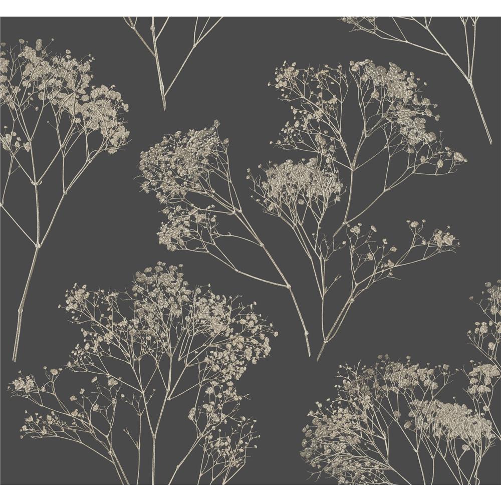 York VA1221 Aviva Stanoff Boho Bouquet Wallpaper in Grey