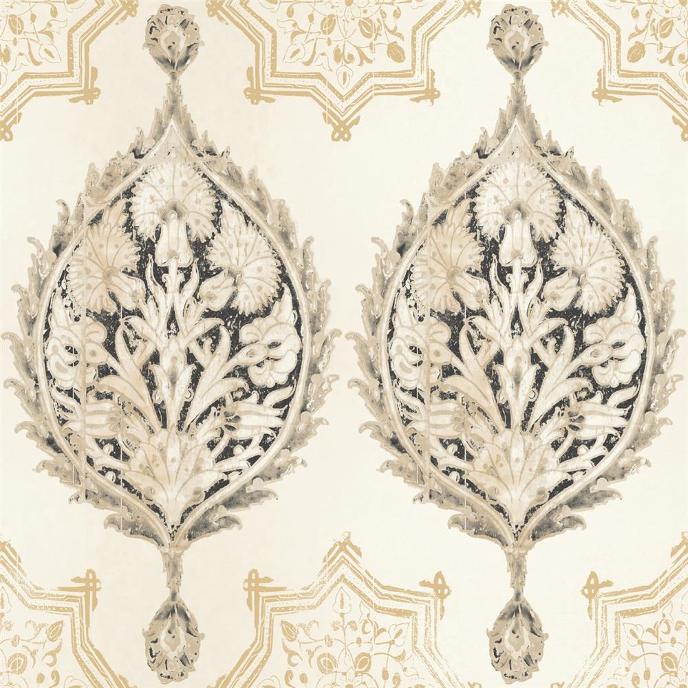 Inspired by Color by York Wallcoverings VE7024 Simply Neutrals Henna Palm Ogee Wallpaper
