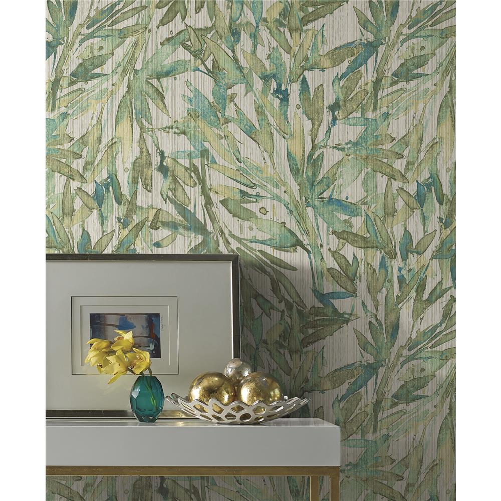 York Wallcoverings Y6230705 Natural Opalescence Rainforest Leaves Wallpaper