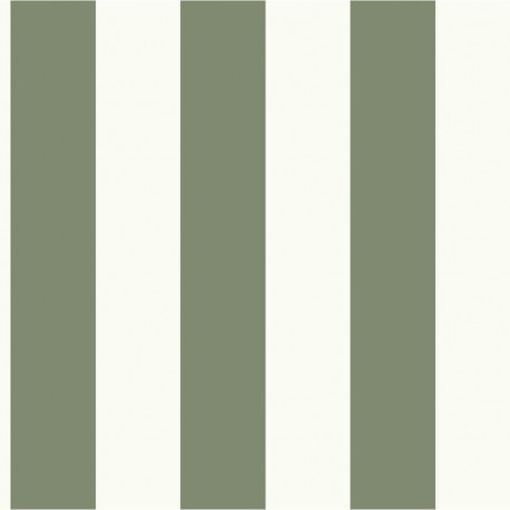 York Designer MH1588 Magnolia Home Awning Stripe Removable Wallpaper in green/white