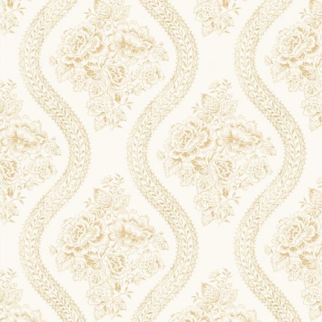 York Designer MH1602 Magnolia Home Coverlet Floral Removable Wallpaper in yellow/off white