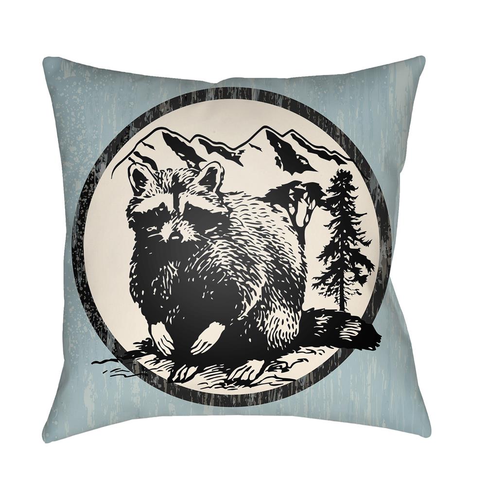 Artistic Weavers LGCB2000 Lodge Cabin Raccoon Ridge Pillow Poly Filled 16" x 16" in Light Blue