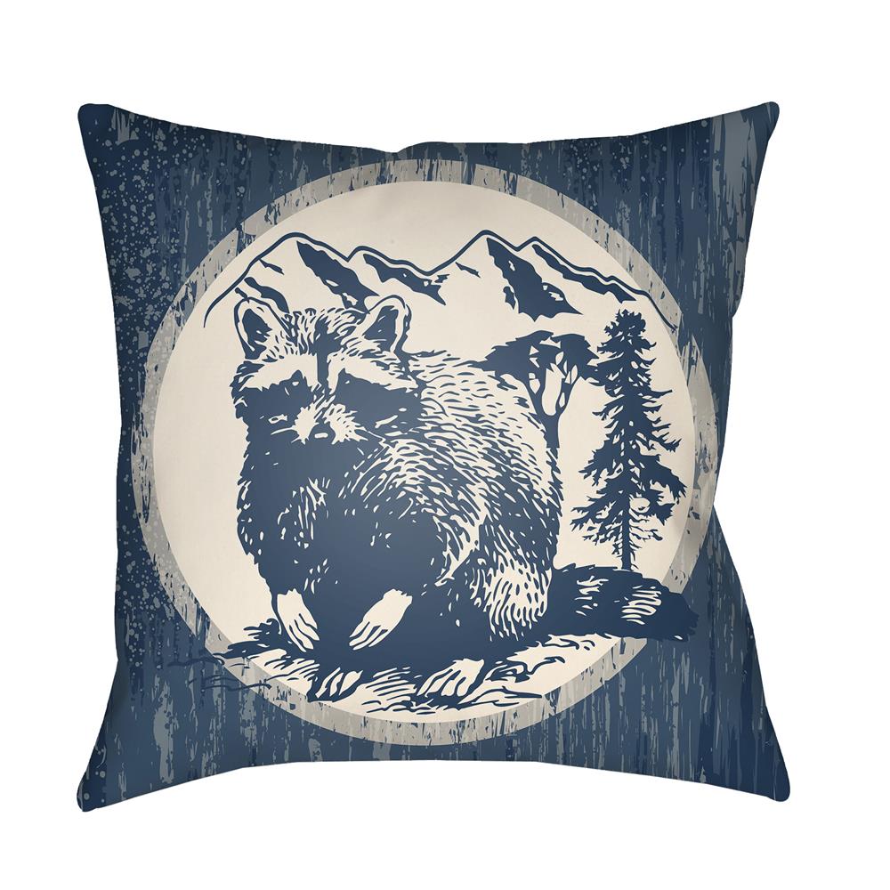 Artistic Weavers LGCB2001 Lodge Cabin Raccoon Ridge Pillow Poly Filled 20" x 20" in Navy Blue