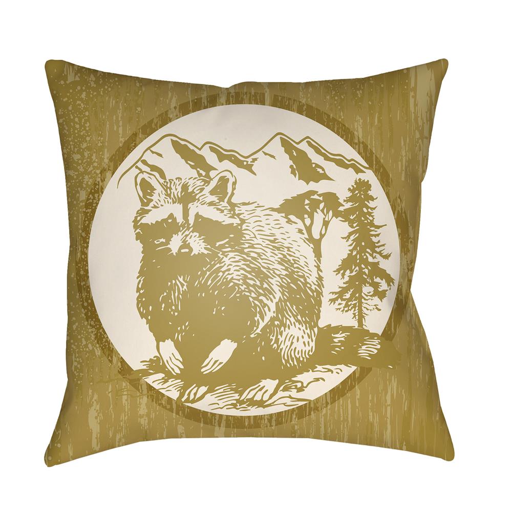 Artistic Weavers LGCB2004 Lodge Cabin Raccoon Ridge Pillow Poly Filled 20" x 20" in Mustard