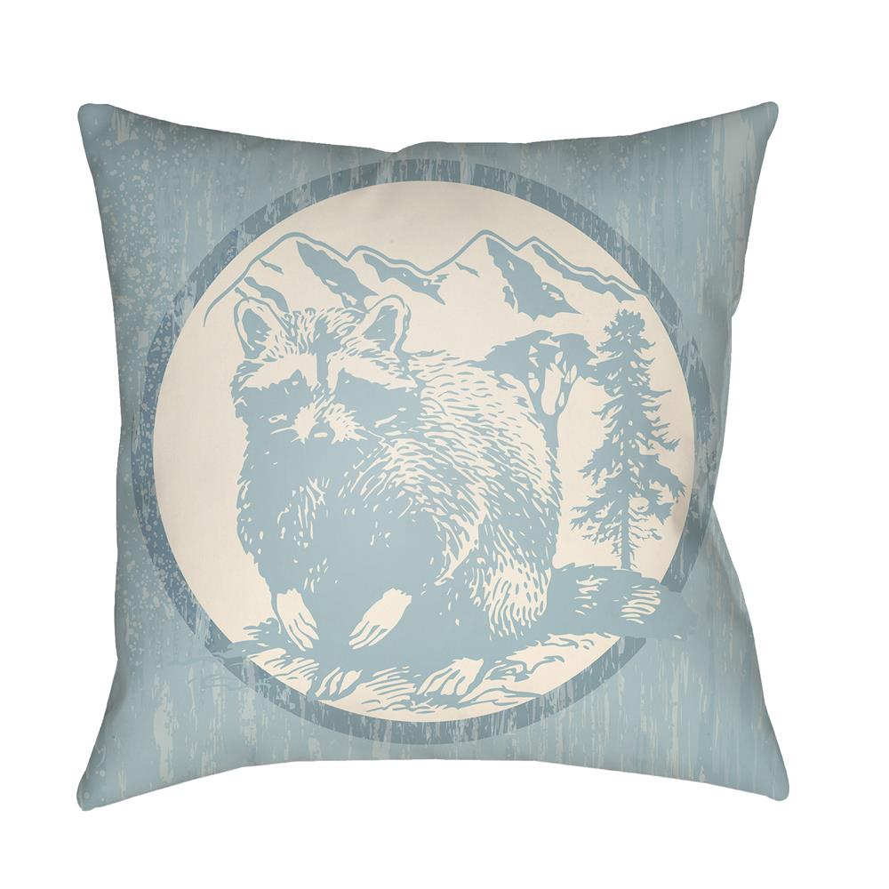Artistic Weavers LGCB2006 Lodge Cabin Raccoon Ridge Pillow Poly Filled 16" x 16" in Light Blue