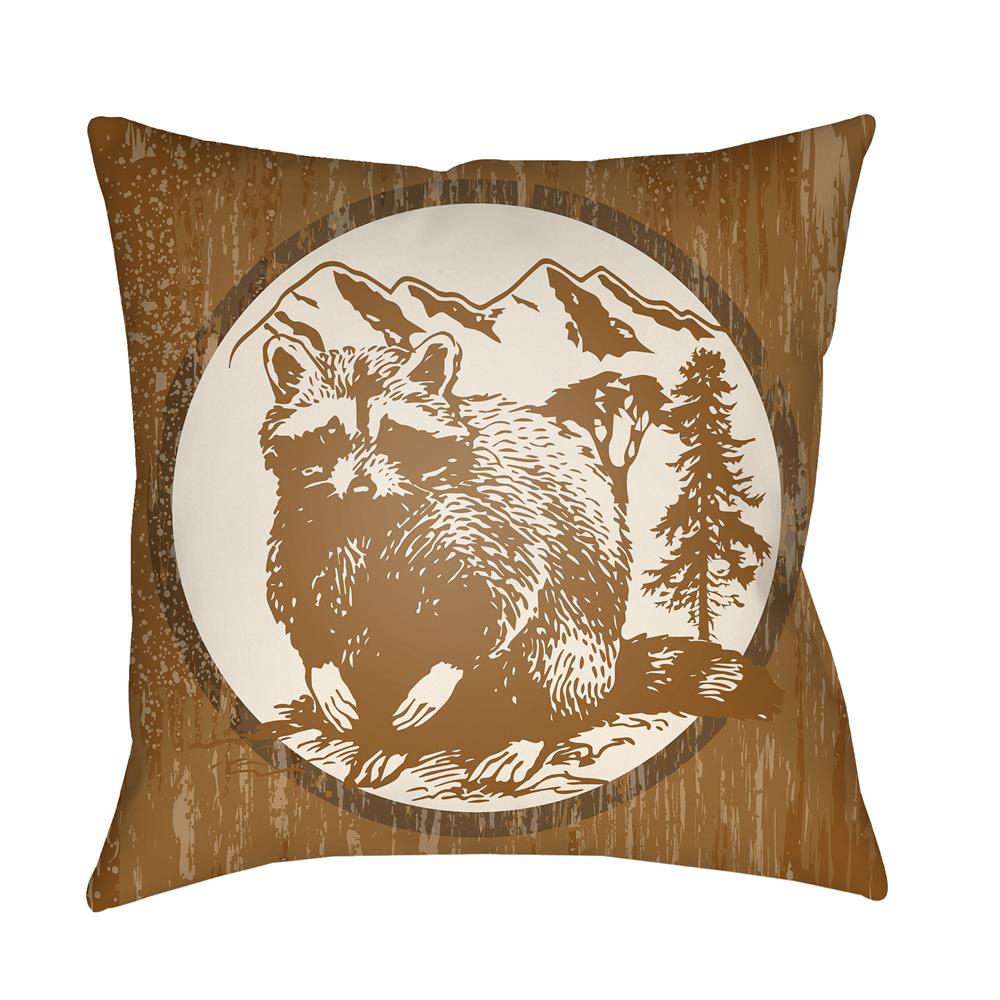 Artistic Weavers LGCB2007 Lodge Cabin Raccoon Ridge Pillow Poly Filled 16" x 16" in Tan