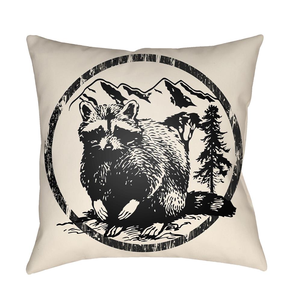 Artistic Weavers LGCB2009 Lodge Cabin Raccoon Ridge Pillow Poly Filled 20" x 20" in Onyx Black