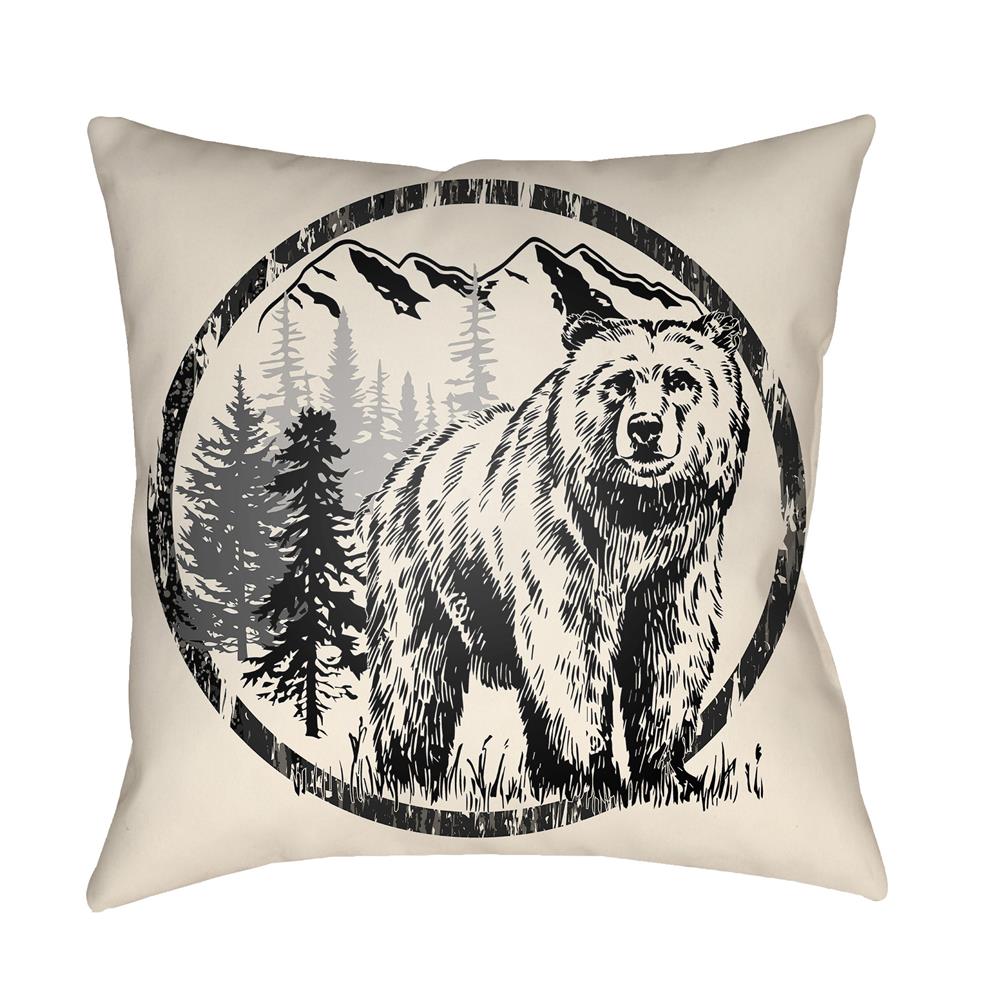 Artistic Weavers LGCB2011 Lodge Cabin Bear Pillow Poly Filled 20" x 20" in Onyx Black