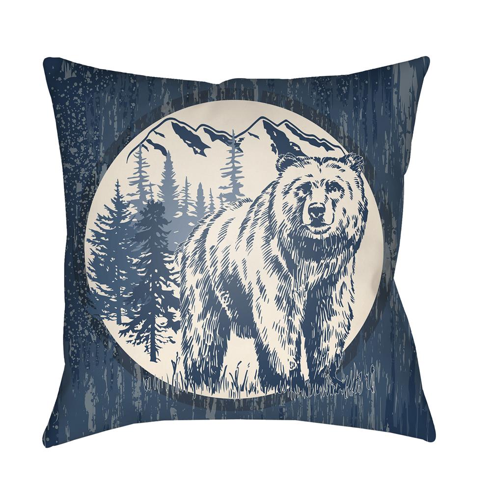 Artistic Weavers LGCB2012 Lodge Cabin Bear Pillow Poly Filled 16" x 16" in Navy Blue