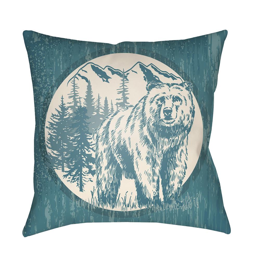 Artistic Weavers LGCB2013 Lodge Cabin Bear Pillow Poly Filled 20" x 20" in Teal