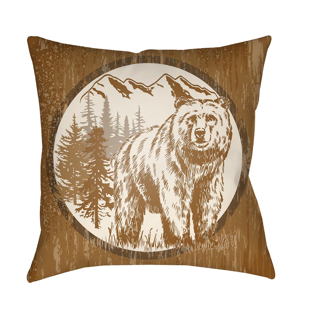 Artistic Weavers LGCB2017 Lodge Cabin Bear Pillow Poly Filled 16" x 16" in Tan