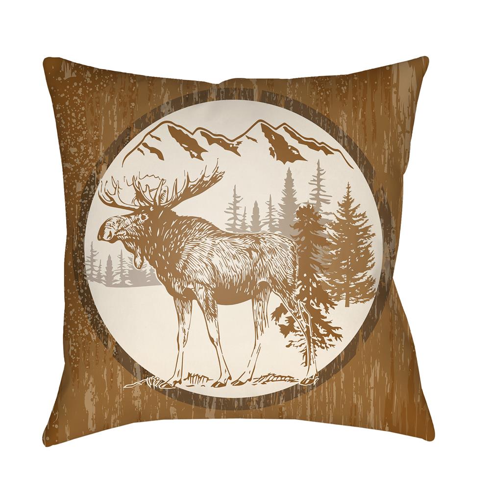 Artistic Weavers LGCB2020 Lodge Cabin Moose Pillow Poly Filled 16" x 16" in Tan