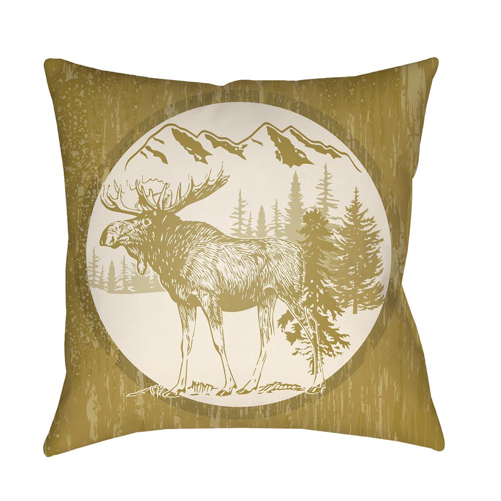 Artistic Weavers LGCB2022 Lodge Cabin Moose Pillow Poly Filled 16" x 16" in Mustard