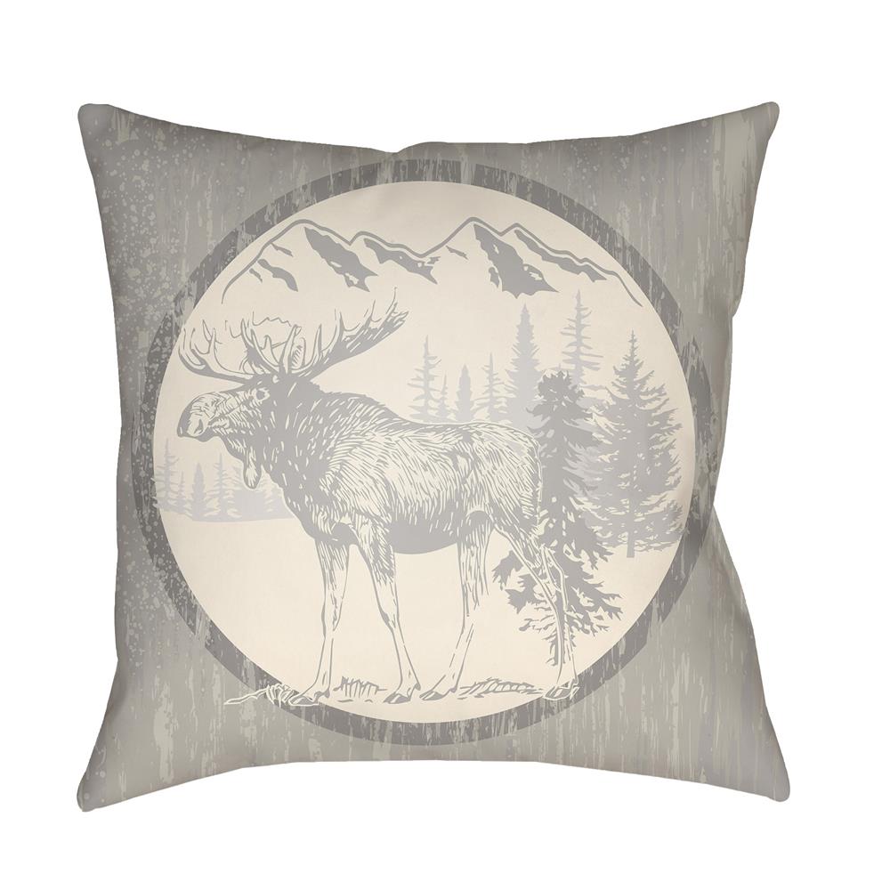 Artistic Weavers LGCB2023 Lodge Cabin Moose Pillow Poly Filled 16" x 16" in Light Gray