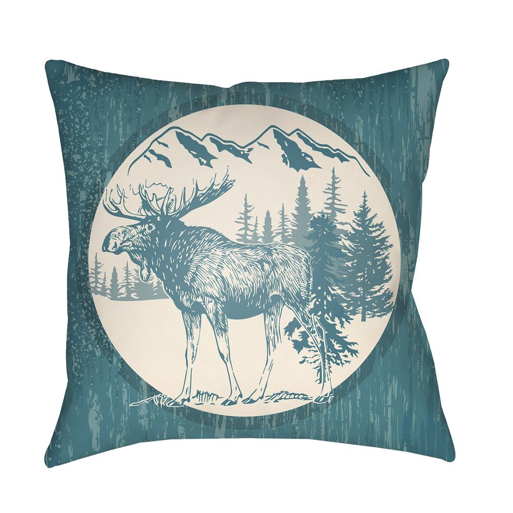 Artistic Weavers LGCB2024 Lodge Cabin Moose Pillow Poly Filled 20" x 20" in Teal