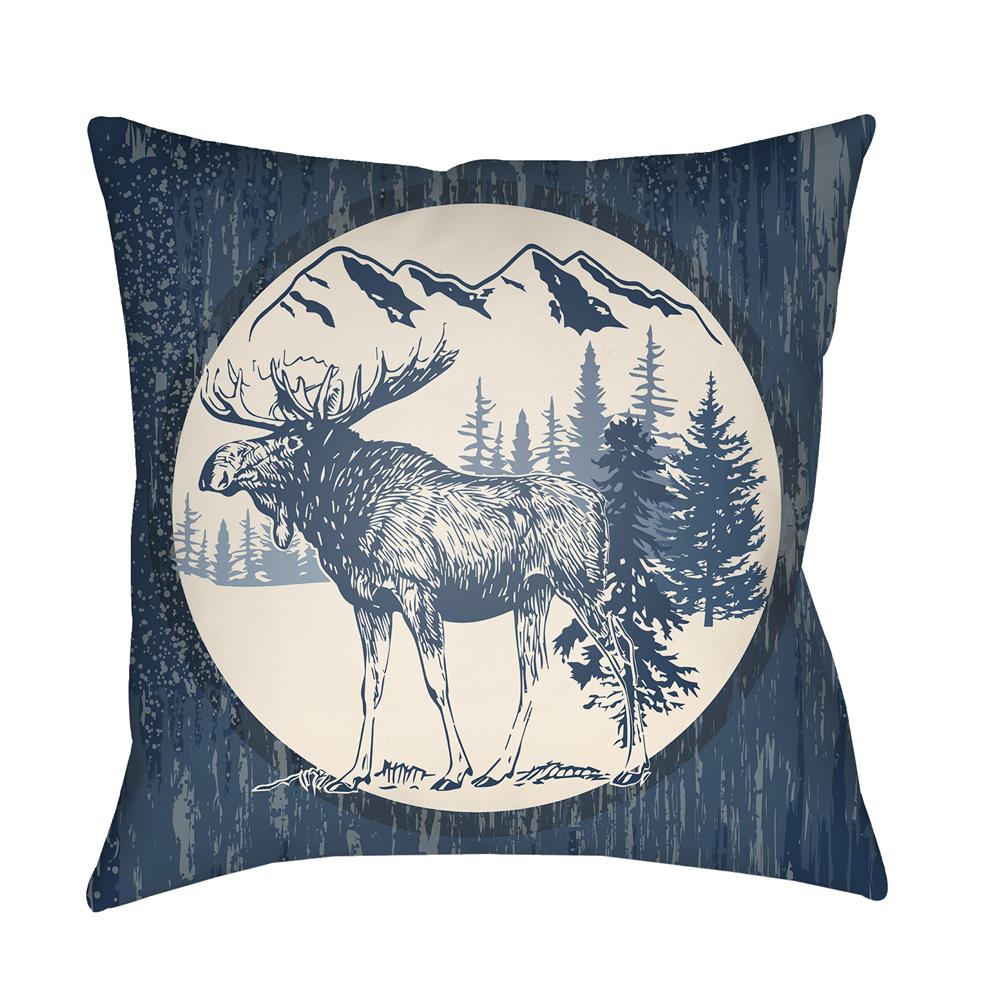 Artistic Weavers LGCB2025 Lodge Cabin Moose Pillow Poly Filled 20" x 20" in Navy Blue