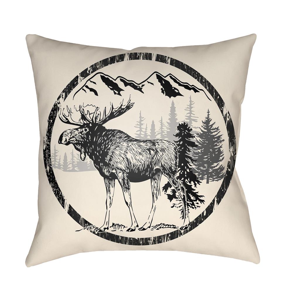 Artistic Weavers LGCB2026 Lodge Cabin Moose Pillow Poly Filled 20" x 20" in Onyx Black