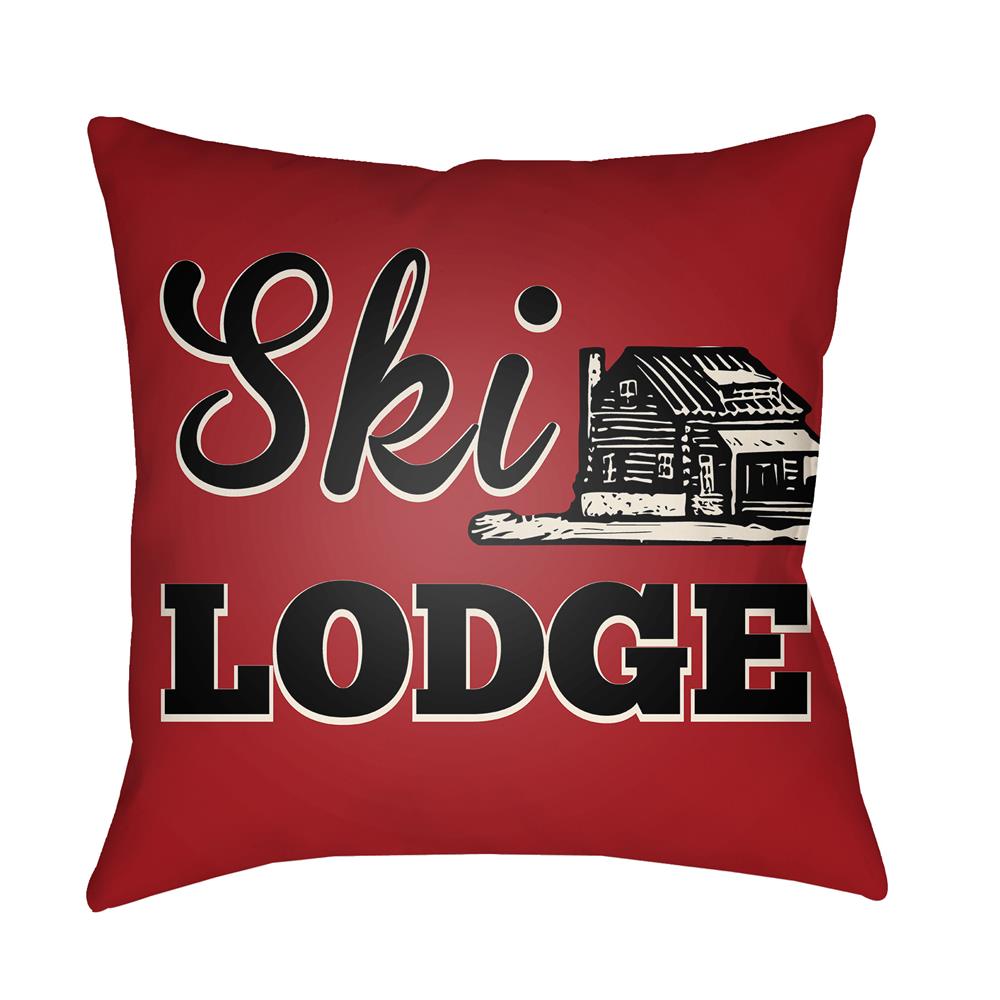 Artistic Weavers LGCB2041 Lodge Cabin Ski Lodge Pillow Poly Filled 16" x 16" in Crimson Red