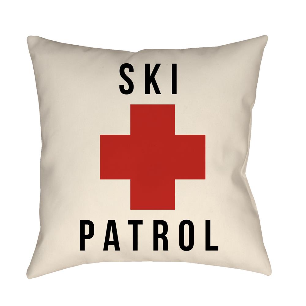 Artistic Weavers LGCB2044 Lodge Cabin Ski Patrol Pillow Poly Filled 16" x 16" in Crimson Red