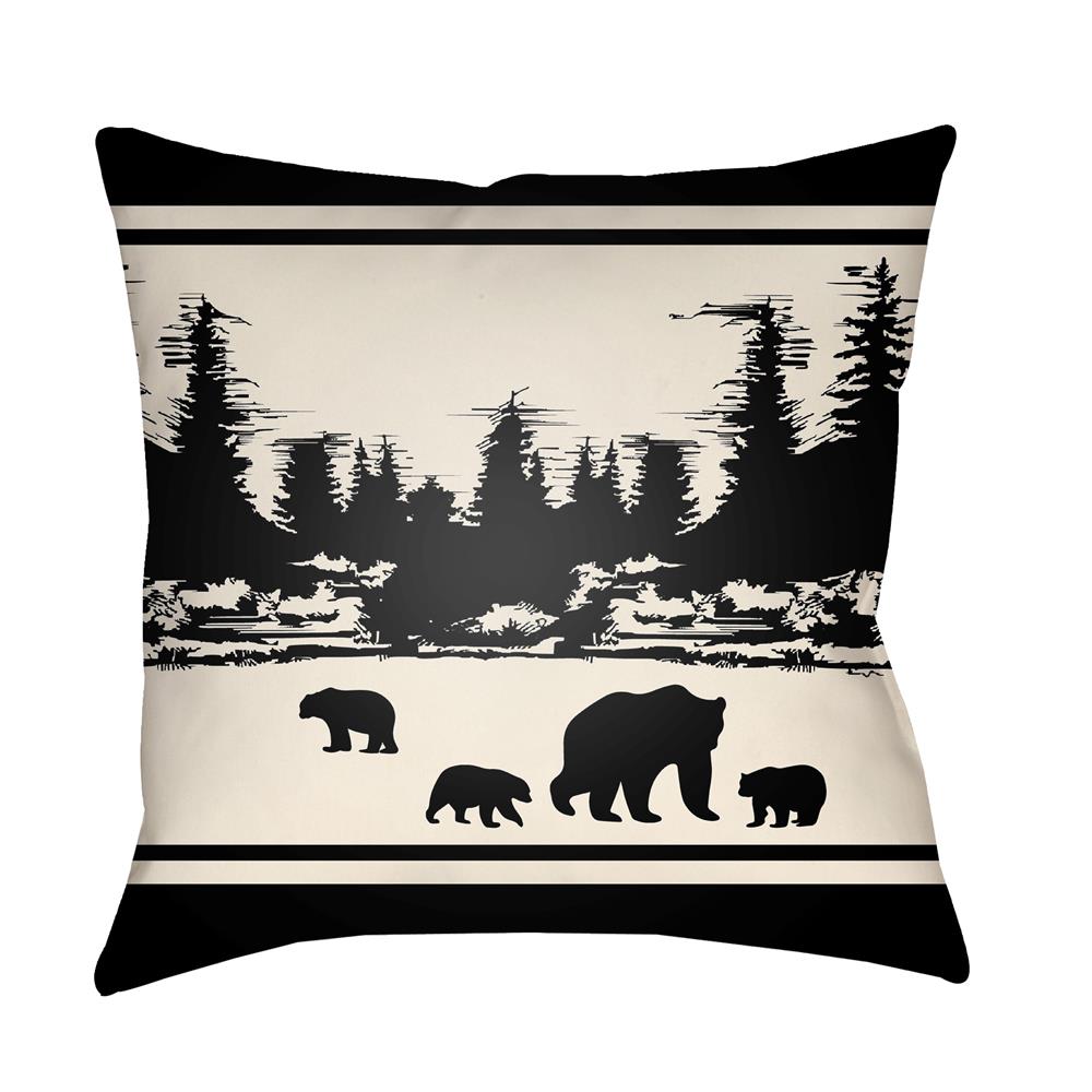 Artistic Weavers LGCB2055 Lodge Cabin Woodland Pillow Poly Filled 16" x 16" in Onyx Black