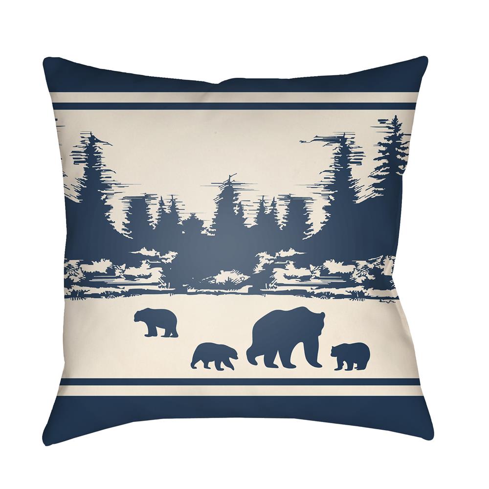 Artistic Weavers LGCB2056 Lodge Cabin Woodland Pillow Poly Filled 20" x 20" in Navy Blue
