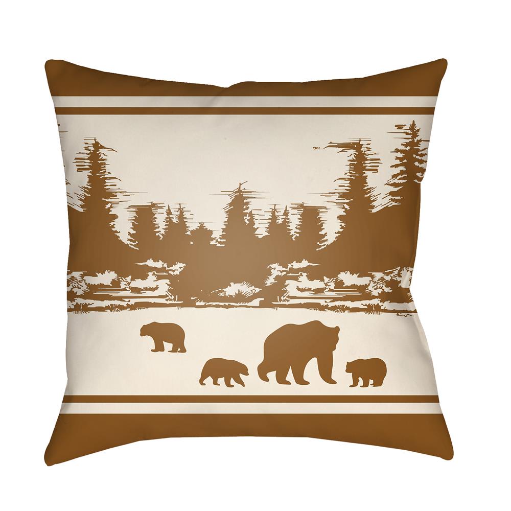 Artistic Weavers LGCB2062 Lodge Cabin Woodland Pillow Poly Filled 16" x 16" in Tan