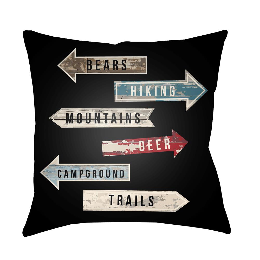 Artistic Weavers LGCB2064 Lodge Cabin Compass Pillow Poly Filled 16" x 16" in Onyx Black