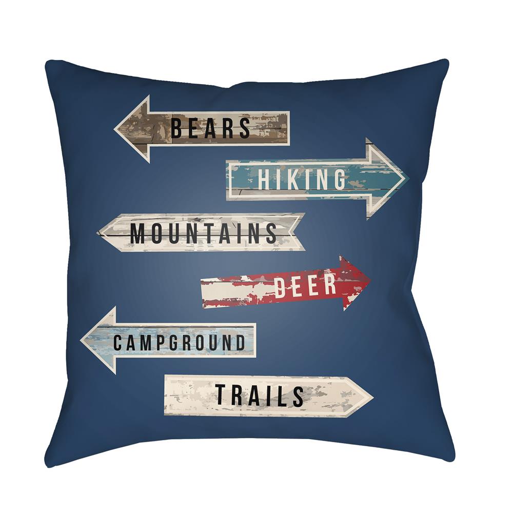 Artistic Weavers LGCB2065 Lodge Cabin Compass Pillow Poly Filled 16" x 16" in Navy Blue