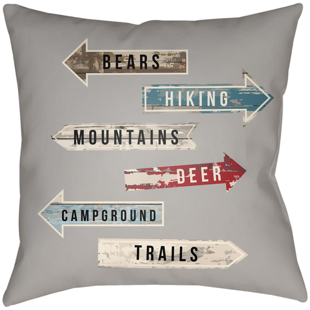 Artistic Weavers LGCB2067 Lodge Cabin Compass Pillow Poly Filled 16" x 16" in Light Gray
