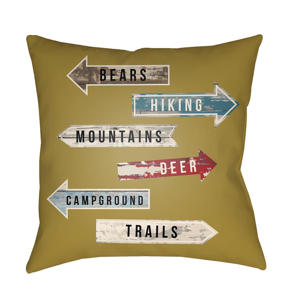 Artistic Weavers LGCB2068 Lodge Cabin Compass Pillow Poly Filled 20" x 20" in Mustard