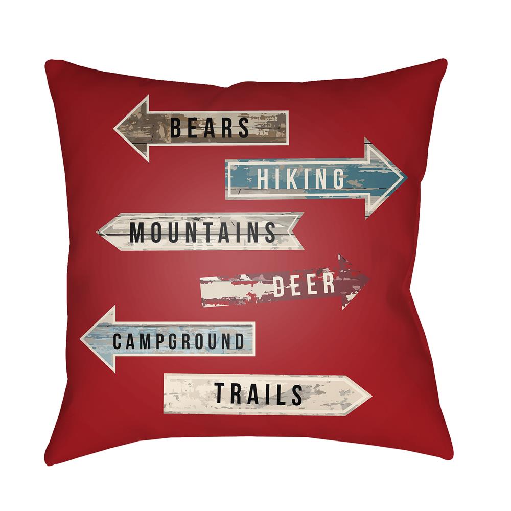 Artistic Weavers LGCB2069 Lodge Cabin Compass Pillow Poly Filled 16" x 16" in Crimson Red
