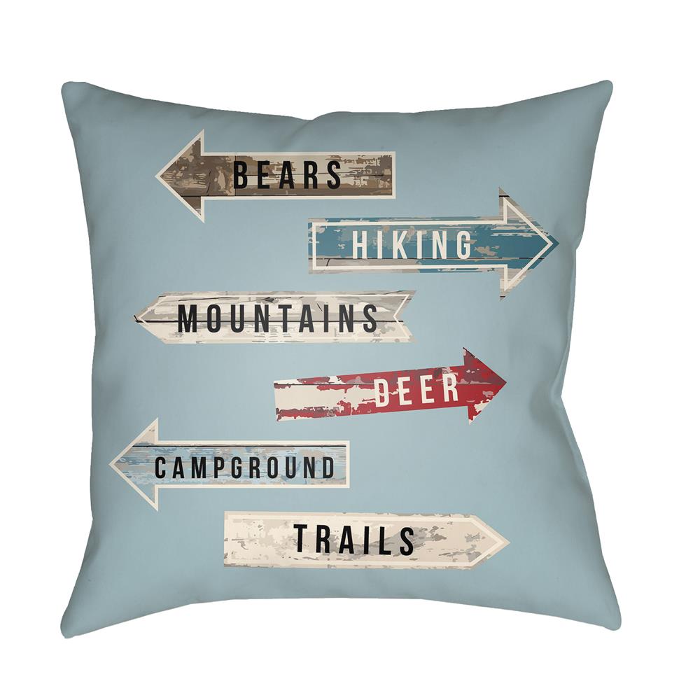 Artistic Weavers LGCB2070 Lodge Cabin Compass Pillow Poly Filled 16" x 16" in Light Blue