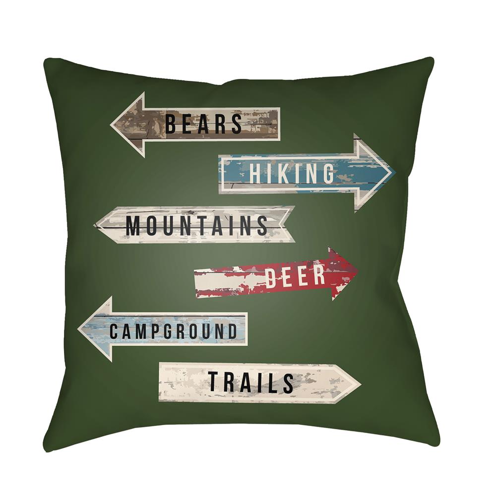 Artistic Weavers LGCB2072 Lodge Cabin Compass Pillow Poly Filled 20" x 20" in Forest Green