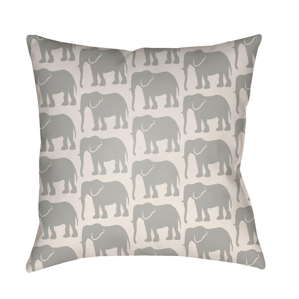 Artistic Weavers LOTA1411 Lolita Elephant Pillow Poly Filled 18" x 18" in Light Gray