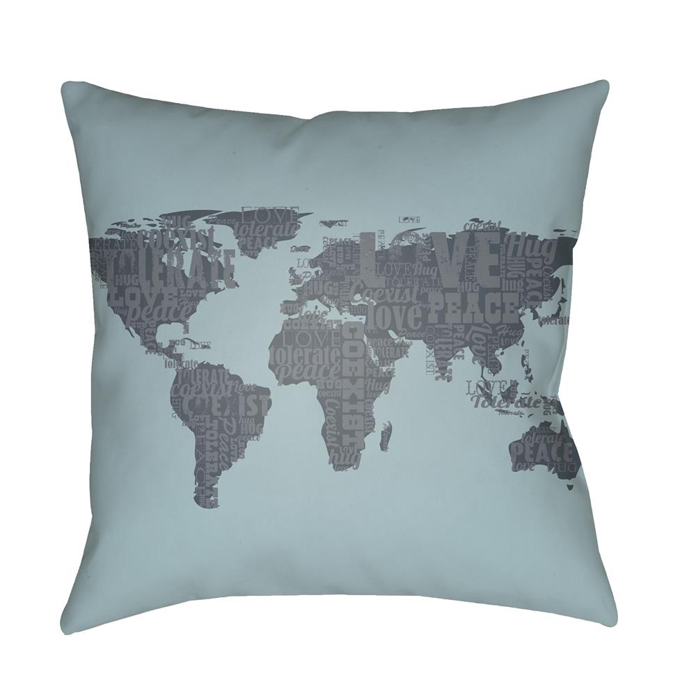 Artistic Weavers LTCH1446 Litchfield Global Pillow Poly Filled 16" x 16" in Light Blue