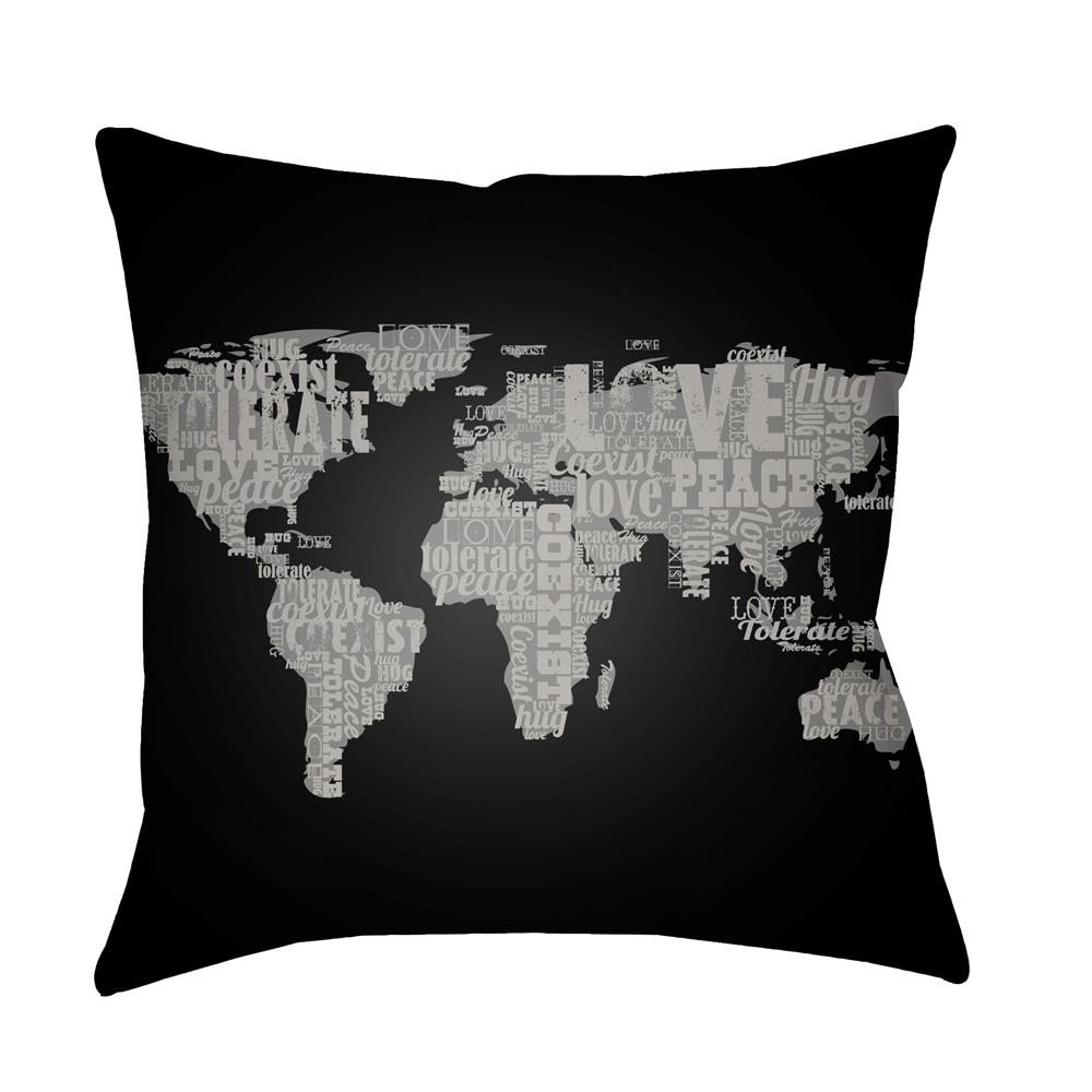Artistic Weavers LTCH1447 Litchfield Global Pillow Poly Filled 16" x 16" in Onyx Black