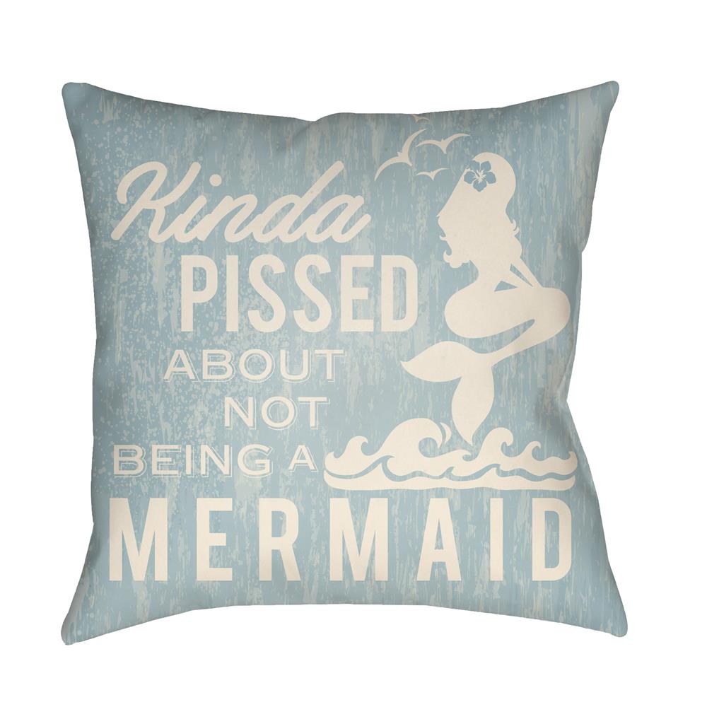 Artistic Weavers LTCH1534 Litchfield Mermaid Pillow Poly Filled 20" x 20" in Light Blue